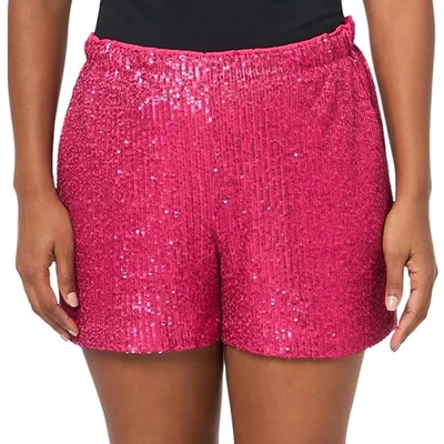 NWT- Trina Turk 'Idol' Pull-On Mini-Sequin Shorts, Fuchsia Pink - Size Medium - Image 1 of 3