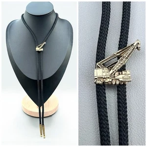 Vintage Amhoist American Hoist & Derrick Co Crane Bolo Tie Promotional Gold Tone - Picture 1 of 6