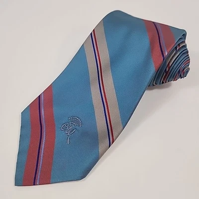 Corbata vintage condesa mara verde azulado melocotón rayas 56,5"x3,75" Foto 1 de 4