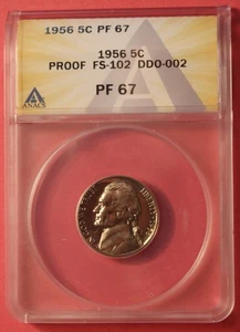 1956 Proof Jefferson Nickel Doubled Die - ANACS PF 67 - DDO-002, FS-102 - Picture 1 of 2