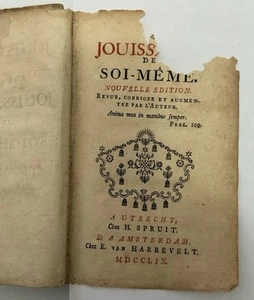 "La Jouissance de Soi-Même" by Louis-Antoine Caraccioli - 1759 French Edition - Picture 1 of 23