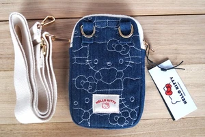 Hello Kitty 50 Aniversario Denim Bolso de Mano y Bandolera Teléfono Bolsa Conjunto Tipográfico Nuevo con Etiquetas - Imagen 1 de 6
