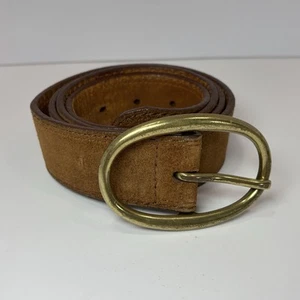 Cinturón Ralph Lauren Lauren Cuero Gamuza Marrón Caramelo Pulido - Hebilla Dorada Talla L - Imagen 1 de 5