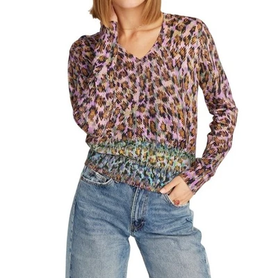 Suéter Top Mujer Robert Graham Mezcla Seda Leopardo Estampado Animal Manga Larga M Foto 1 de 4
