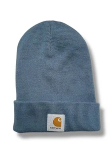 Carhartt Beanie Hat Blue Knit Watch Cap Unisex One Size Warm Winter Workwear - Picture 1 of 6