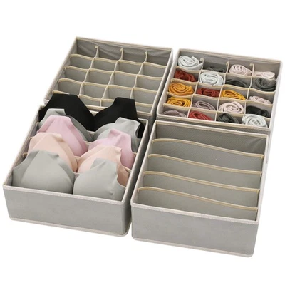 Set of 4 Foldable Cloth Storage Box Closet Dresser Drawer Organizer Fabric Ba... - Image 1 of 4
