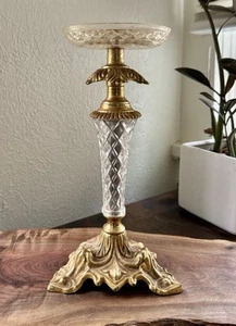 Vintage Hollywood Regency Candlesticks Faux Gold & Crystal Lucite Signed Dilly - Picture 1 of 8