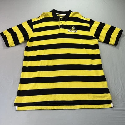 Camisa polo masculina Coogi 2XL amarela preta listrada abelha bordada rugby streetwear - Imagem 1 de 4