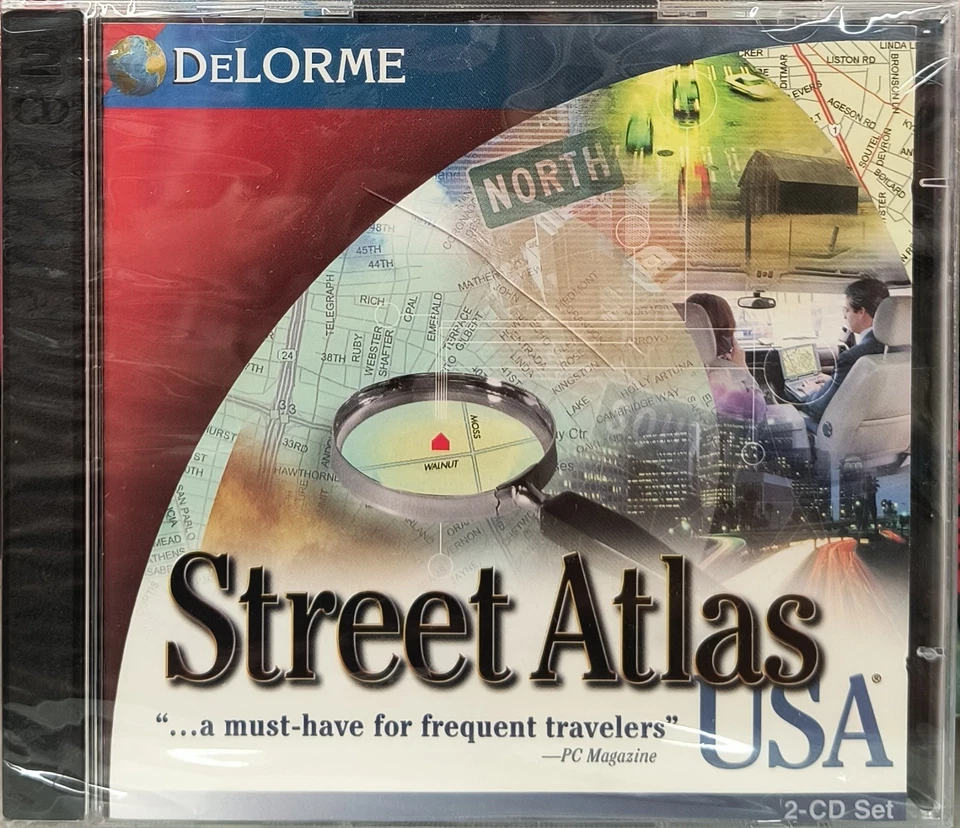 Sealed Street Atlas USA 2000 DeLorme 2 CD Set PC New  - Image 1 of 1