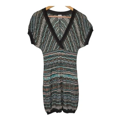 Missoni Y2K Chevron Wave Multi Color Metallic Bodycon Mini Dress Italy 38 - Image 1 of 4