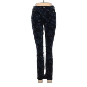 Pilcro Anthropologie Script Velvet Skinny Blue Black Floral Cotton Pants Sz 4 - Picture 1 of 7