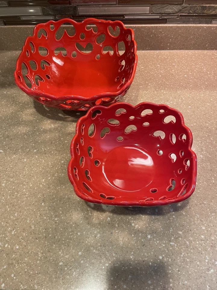 Tabletops Gallery RED Serving Baskets/Bowls Set of 2 - Image 1 of 4