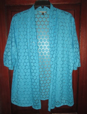 Cárdigan abierto Allison Brittney Plus talla 1X Topper chaqueta tejido suelto azul azulado SS Foto 1 de 3