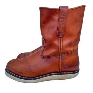 Red Wing Shoes Herren Pecos 866 Leder Arbeitsstiefel Größe 9 B Braun Abgenutzt - Bild 1 von 12