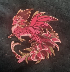 PINK Oriental Tiger Lily Floral Dragon Beautiful Fantasy Enamel Pin NEW Loose - Picture 1 of 2