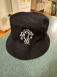 KEITH HARING BUCKET HAT Cap Black Pink Purple Reversible Art Graffiti 7 1/4” - Picture 1 of 5
