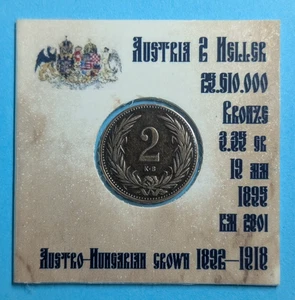 1895 Austria Hungary Empire 2 Heller  #193 - Picture 1 of 2