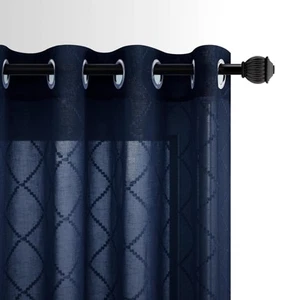 Navy Blue Curtains 84 Inch Length for Living Room 2 Panels Set Grommet Semi S... - Picture 1 of 7