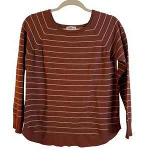 Pink Clover | Rust & Cream Striped Top | Size Large | Effortlessly Cozy & Chic - Picture 1 of 5