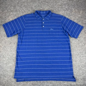 B Draddy Poloshirt Pima Baumwolle Sea Island Tasche Golf blau gestreift Herren XL - Bild 1 von 11