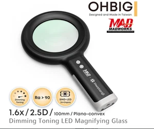 HWATANG OHBIG x MADWORKS 1.6X/2.5D/100mm Dimming Toning LED Magnifying Glass - G - Picture 1 of 14