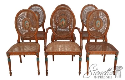 L69211: Set of 6 Italian Neoclassical Cane Back Dining Room Chairs - Image 1 of 4