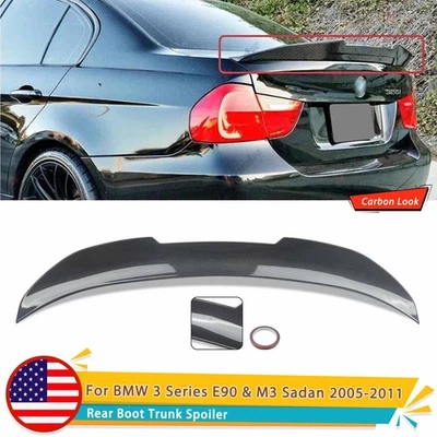 For BMW E90 Rear Spoiler 3 Series 328i 335i 2006-2011 Trunk PSM Wing Carbon Look Foto 1 de 4