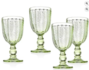 Godinger Twill White Wine Goblets, Emerald Green, Set of 4, 10 Fl Oz - Picture 1 of 1
