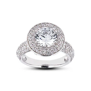 2.90ct tw H/SI2 Round Natural Certified Diamonds Platinum Halo Side Stone Ring - Picture 1 of 4
