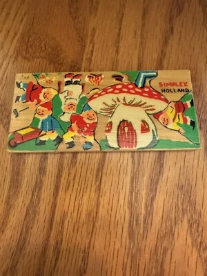 Simplex Holland Mini  Wood Puzzle W Case & Instructions F. Gnomes Mushroom Home - Image 1 of 4