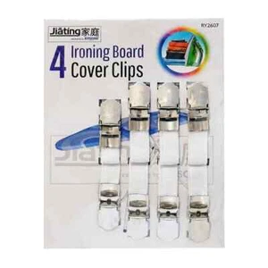 IRONING BOARD COVER FASTENERS SET OF 4 CLIPS ELASTIC BRACE STRAPS LAUNDRY HOME - Picture 1 of 3