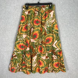Cynthia Rowley Skirt Womens Medium Midi Linen Tiered Vacation Resort Coastal  - Picture 1 of 10