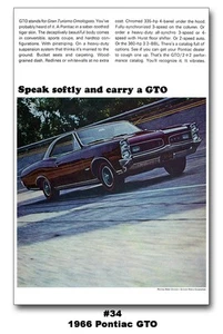 13x19 1966 Pontiac GTO 2+2 ad Poster Art Print 1965 Speak softly and carry a - Picture 1 of 1