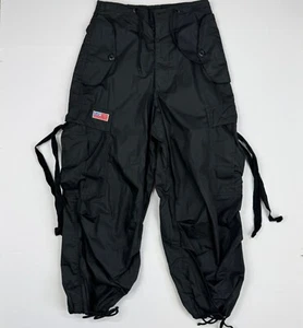 Vintage UFO Black Parachute Pants XXXS Cargo Baggy Streetwear - Picture 1 of 12