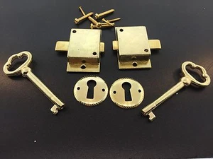 2 Curio Cabinet Front Door key and Lock Set - Picture 1 of 3