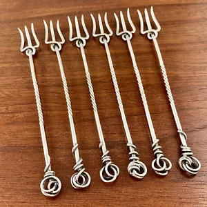 (6) VERY RARE SHIEBLER AESTHETIC STERLING SILVER SEAFOOD COCKTAIL FORKS NO MONO - Picture 1 of 11