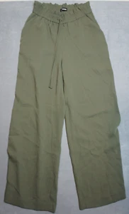 Express Mujer Verde Pierna Ancha Super Alto Tiro Cordón Pantalón Mediano  - Imagen 1 de 7