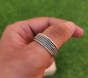 Anillo de mediación giratorio de plata esterlina 925 liso hecho a mano regalo para Navidad - Imagen 1 de 4