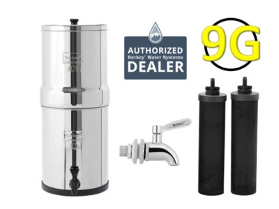 Travel Berkey Water Filter w/ 2 Black Berkey Elements - NEW + STAINLESS SPIGOT - Image 1 of 4