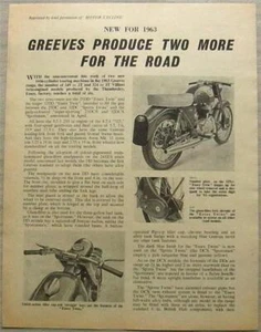 GREEVES ESSEX TWINS ANNOUNCED 2T & 3T Article Reprint MOTOR CYCLING For 1963 - Picture 1 of 2