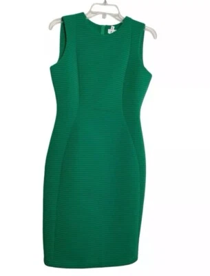 Calvin Klein Sleeveless Green Scuba Dress Women's Sz 6 Christmas Career M Sheath - Image 1 of 4