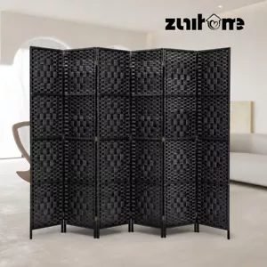ZUNI 6 Panel Room Divider Privacy Screen Partition Foldable Black - Picture 1 of 11
