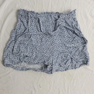 Primark Blue White Patterned High Waisted Lightweight Shorts Pockets Size UK 8 - Picture 1 of 12
