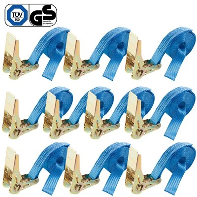 AREBOS 10x Spanngurte Zurrgurte mit Rasche Ratschenspanngurte 4 m, 800 kg, 25 mm