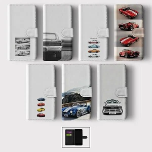 CASE FOR IPHONE 16 16E 15 14 12 12 SE WALLET FLIP PHONE COVER CARS CLASSIC RETRO - Picture 1 of 9