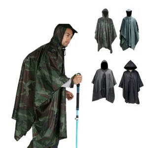3 in 1 Raincoat Waterproof Poncho Reusable Adult Camping Long Rain Coat Jacket - Picture 1 of 17