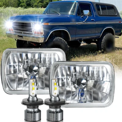 Par de faros LED 7x6 5x7 punto alto/bajo para Ford Bronco 1978 1979 1980-1986 Foto 1 de 4