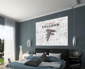 Atlanta Falcons on Brick Wall Football Kunstdruck NFL Geschenk POSTER LEINWAND - Bild 1 von 5
