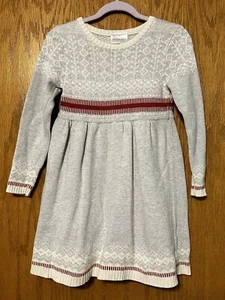 Hanna Andersson Anderson Girls Long Sleeve Sweater Dress Grey White 110 4 5 6 - Picture 1 of 3