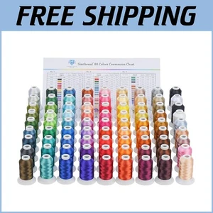 Complete 80 Assorted Polyester Embroidery Thread Set with Color Card - 500M - Picture 1 of 7